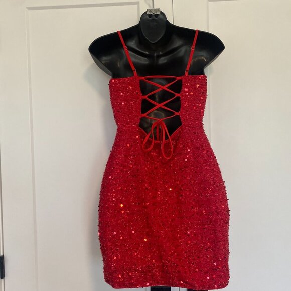 Red Sparkle Mini‎ Dress Women's Size Small - Picture 7 of 9